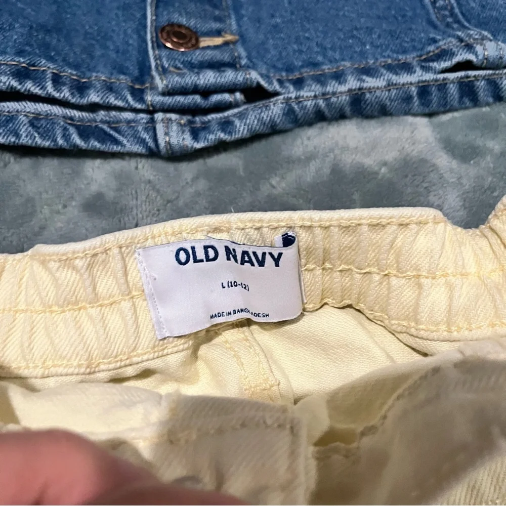 Girls Old Navy Blue denim and yellow Button Skirt Set‎ 10